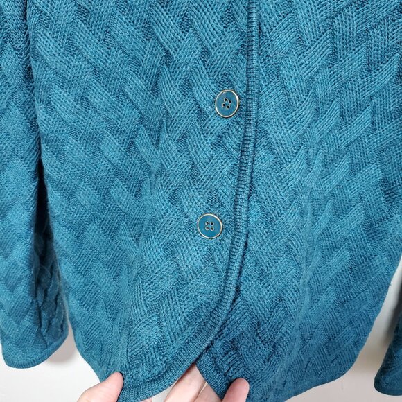 TALBOTS Merino Wool Cardigan Sweater Textured Knit Buttons Women's Large Petite - Picture 3 of 11